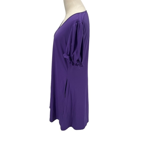 Aloodor Purple Short Ruffle Sleeve V-Neck Mini Dress Size Large Women's - Picture 4 of 6